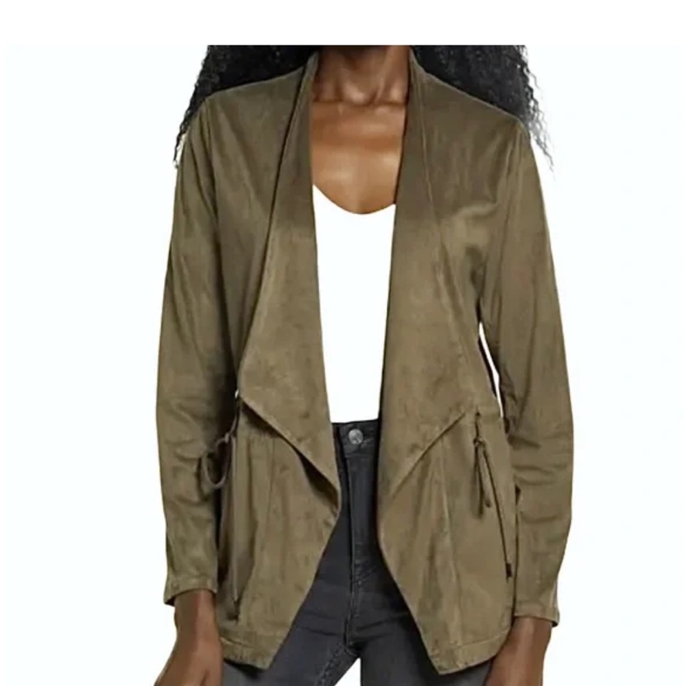 Blank NYC Faux Suede Drape Jacket/Blazer in Sage